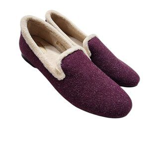 Trotters Women's Glory‎ Loafer Burgundy Faux Fur-Lined Loafers Size 10 Wide